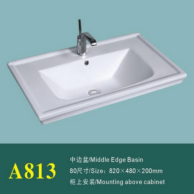 【厂家直销批发陶瓷台盆、台上盆、浴室柜盆、洗脸盆、中边盆A813】价格,厂家,图片,其他水暖卫浴五金,嘉善县魏塘镇鹰标洁具商行-